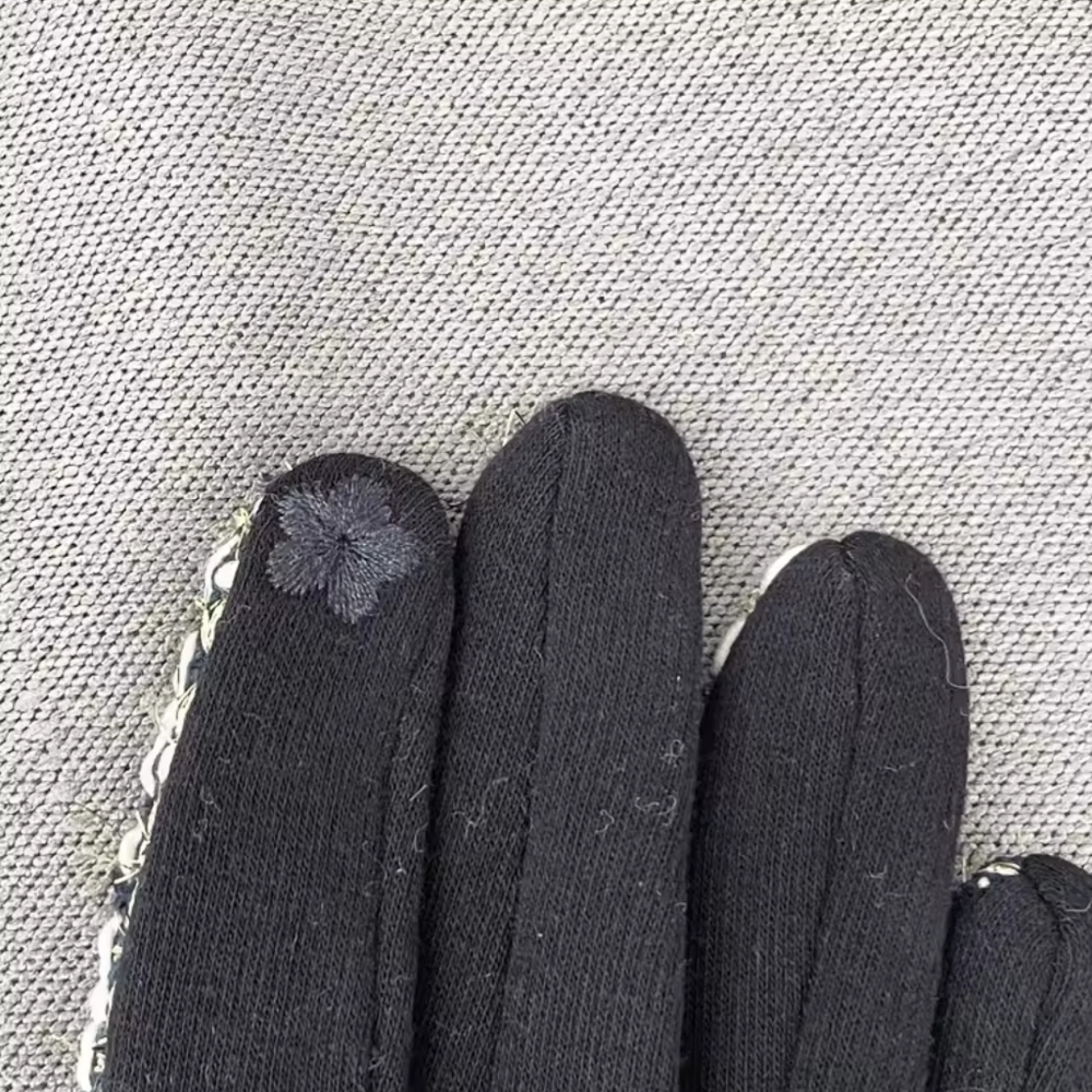 Women's Winter Wool Gloves Warm Plus Velvet Thickened Touch Screen Flower - Picture 4 of 7